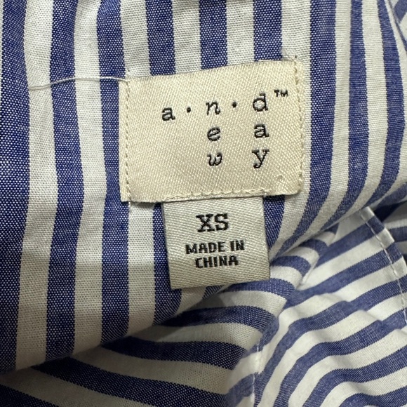 🛍️a new day white,blue-striped ruffle slip dress size XS stretch - Picture 3 of 9